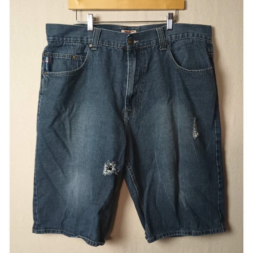 Vintage Phat Farm Denim Shorts Distressed Baggie Jorts Blue Jean Shorts 42 Y2K V